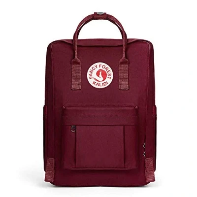 Abbildung von KALIDI Rucksack, leicht, Schultasche, Unisex, wasserabweisend, passend für 38,1 cm Laptop Jungen, Mädchen, Männer und Frauen, burgunderfarben, M, Daypack Rucksäcke