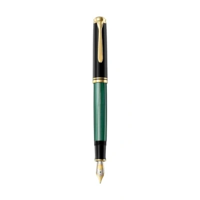 Abbildung von Pelikan Füllhalter Souverän 800, Schwarz Grün, Feder M (mittel), hochwertiger Kolbenfüller im Geschenk Etui, 995712