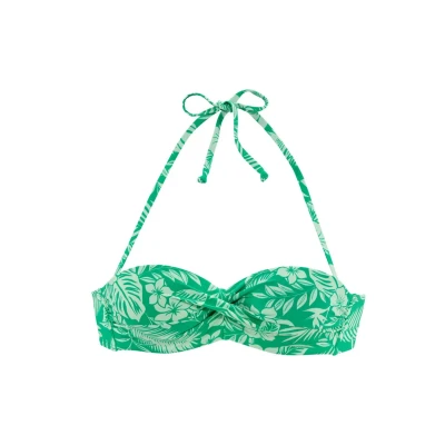 Abbildung von Venice Beach Bandeau Bikinitop, Damen, Größe: 36xC, Grün bedruckt