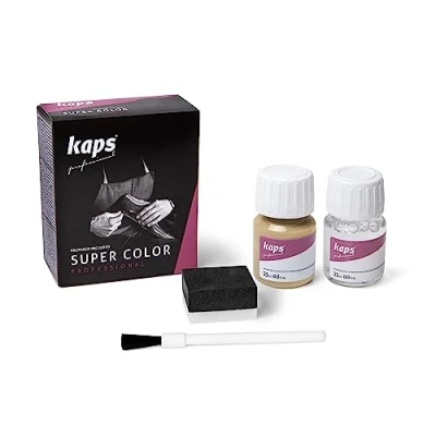 Abbildung von KAPS Professional Lederfarbe &quot;Super Color&quot; + &quot;Preparer&quot; für Naturleder, Synthetik und Textil (je 25 ml) zur Pflege Reparatur von Lederschuhen in Verschiedenen Farben (130 Beige)