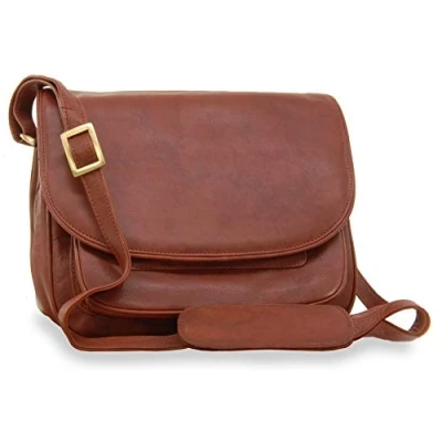 Abbildung von VISCONTI Damen Leder Umhängetasche Handtasche Mittelgroß Crossbody Bag Für Notizbuch A5 Verstellbarer Schultergurt JOANNA 2195 Braun