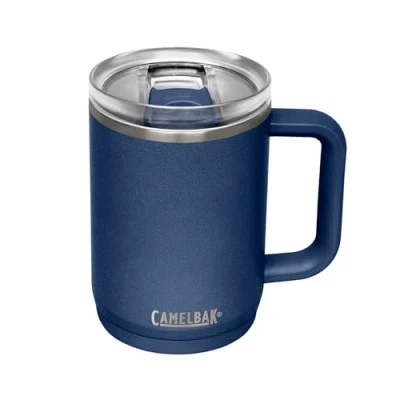 Abbildung von CAMELBAK Thrive Isolierbecher 475 ml Vakuumisolierter Edelstahlbecher für heiße &amp; kalte Getränke Auslaufsicher, mit weichem Griff stoßgeschütztem Boden Perfekt unterwegs Navy