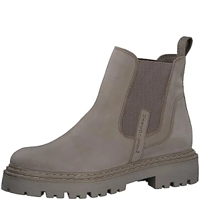 Abbildung von MARCO TOZZI Damen Chelsea Boots aus Leder Blockabsatz, Braun (Taupe Nubuck), 36