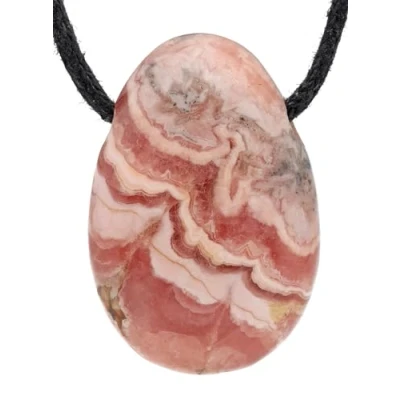 Abbildung von Lebensquelle Plus Rhodochrosit Tropfenanhänger Gebohrter Trommelstein Anhänger mit Baumwollband Hochwertiger Edelsteinanhänger
