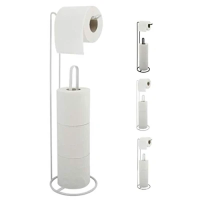 Abbildung von MSV Toilettenpapierhalter Stehend BxHxT: 15x54x15cm freistehender Papierrollenhalter Edler Rollenhalter für WC Rollen als Ersatzrollenhalter Weiß matt