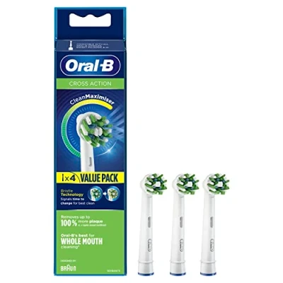 Abbildung von Oral B Crossaction Ersatzköpfe mit CleanMaximiser Technologie, Grünen, 4 Stück (1er Pack)