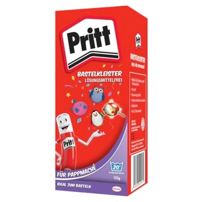 Abbildung von Pritt Bastelkleister Pappmaché, 125 g Pulver, sicher für Kinder, mit warmen Wasser auswaschbar, frei von Konservierungs und Lösungsmitteln, 9H 1888145