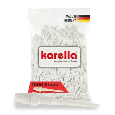 Abbildung von Karella Profi Dartspitzen Keypoint Special, Made in Germany, 1000 Stück, 2BA Gewinde, extrem stabile Kunststoff, äußerst langlebig Softdart Spitzen, Soft Tips, weiß,Spitzen für Dartautomat