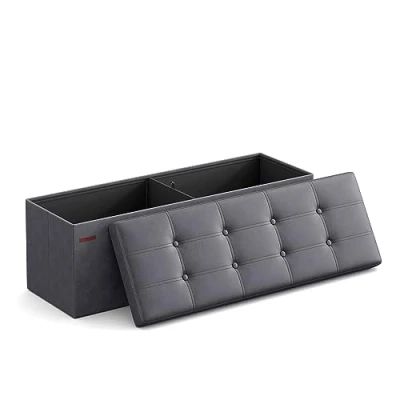 Abbildung von SONGMICS LSF070G01 Sitztruhe, Sitzbank, Holzwerkstoff, Dunkelgrau, 110 x 38 cm