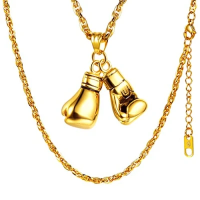 Abbildung von PROSTEEL Herren Halskette Edelstahl Boxhandschuhe Handschuhe Anhänger mit 60cm Singapurkette Trendig Sportliche Boxing ModeSchmuck Accessoire für Jungen Männer