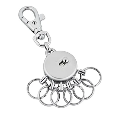 Abbildung von Schlüsselanhänger aus Metall mit Karabinerhaken 6 ausklinkbare Ringe von Jadani