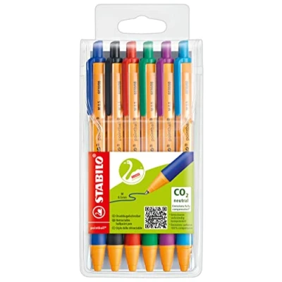 Abbildung von Druck Kugelschreiber STABILO pointball 6er Pack mit 6 verschiedenen Farben