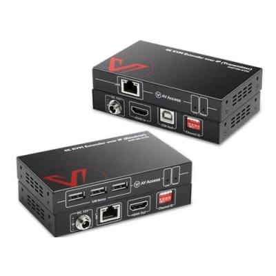 Abbildung von AV Access 4K KVM Extender über TCP/IP Ethernet bis 120m, UHD 4K@30Hz 1080P@120Hz, 16 Satz DIP Schalter, EDID Funktion, 3 Ports USB 2.0, Cat5e/6 Kabel