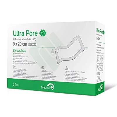 Abbildung von Medrull Steriler Wundverband 9x20 cm ULTRA PORE Sterile Wundpflaster Starke Klebekraft Schützt bei Schnittwunden &amp; Kratzern Einzeln verpackt 25er Pack
