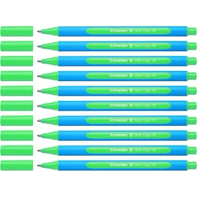 Abbildung von Schneider 152204 Schreibgeräte Kugelschreiber Slider Edge, Kappenmodell, XB, grün, Schaftfarbe: cyan 1 er Pack