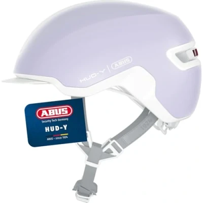 Abbildung von ABUS Urban Helm HUD Y mit magnetischem, aufladbarem LED Rücklicht &amp; Klickverschluss Cooler Fahrradhelm für den Alltag Damen und Herren Pure Lavender, Größe L