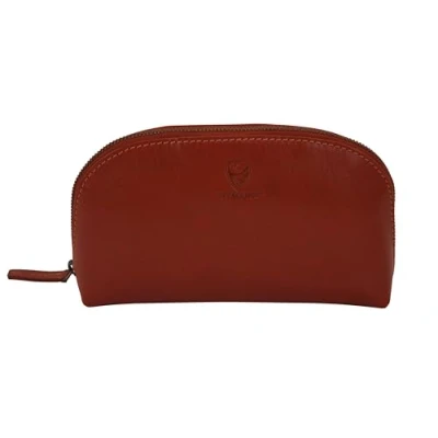 Abbildung von GERMANUS Kosmetiktasche Helge aus echtem Leder, Kulturbeutel, Waschtasche, Schminktasche, Clutch, orange
