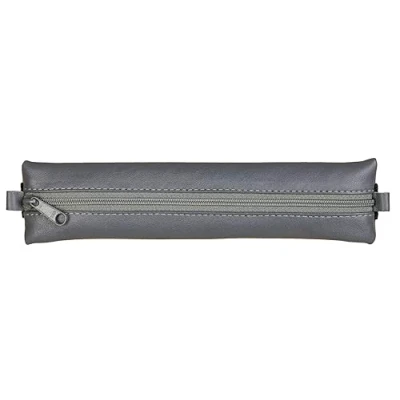Abbildung von Clairefontaine 77040C Schlampermäppchen Age Bag, flach, aus Leder, ideal für Notizbuch, 20x4,5 cm, Grau, 1 Stück