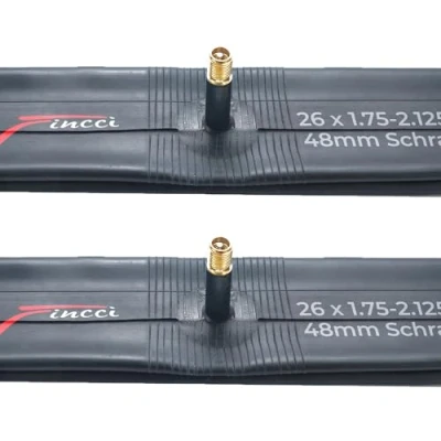 Abbildung von Fincci Fahrradschlauch 26 Zoll Paar MTB Fahrrad Schlauch 26x1.75 x 1.95 2.00 2.10 mit Schrader 48 mm Autoventil, Schläuche für Mountainbike, E Bike, Rennrad Fahrrad, klapprad 2er Pack