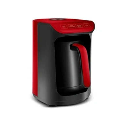 Abbildung von KARACA Hatır Köz Türkische Kaffeemaschine, 300 ml Kapazität, Bereitet 5 Tassen Türkischen Kaffee, Automatische Abschaltung &amp; Temperaturregelung, Authentischer Holzkohle Geschmack, 535W, Rot