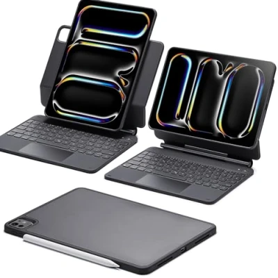 Abbildung von ESR iPad Pro 11 Zoll (M4 2024) Hülle mit Tastatur, Tastaturhülle einzustellendem Magnetständer, Hoch /Erhöhter Modus, abnehmbare Schutzhülle, Rebound 360 Serie, Schwarz