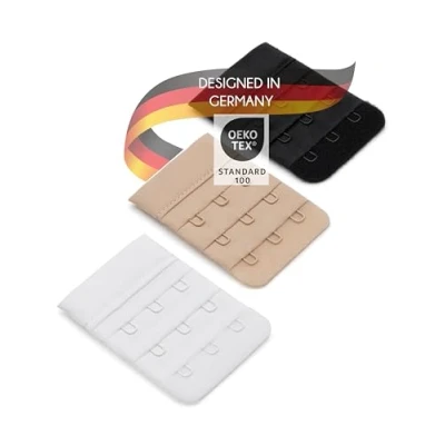 Abbildung von Herzmutter BH Verlängerung OekoTex 100 Extension im Set Beige Schwarz Weiß 2er/3er Haken Verlängerer Gewichtszunahme Schwangerschaft Stillzeit 9000 (3er Haken3er Pack)