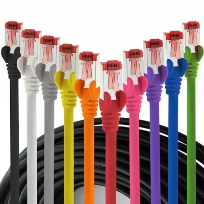 Abbildung von CAT6 Netzwerk Kabel 10x 0,5m Schirmung SFTP CAT.6 RJ45 Patch Ethernet DSL LAN Router Switch Modem Patchfeld 10 Farben