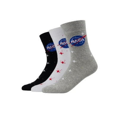Abbildung von Mister Tee NASA Insignia Socks 3 PACK Socken, Herren, Größe: 35 38, Black/grey/white