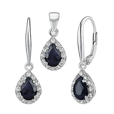 Abbildung von SILVEGO Damen Schmuck Set aus 925 Sterling Silber mit echtem Saphir VERONA