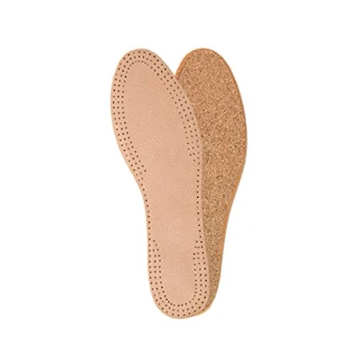 Abbildung von Einlegesohlen mit Korkschicht aus Natürlichem Leder für Männer, Schuheinlagen, Ersatz Schuhe, Stiefel (Männer / 40 EUR Beige)