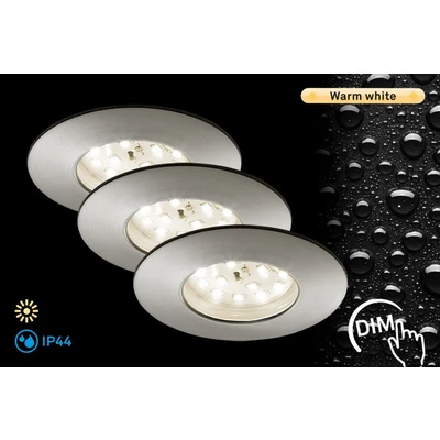 Abbildung von Briloner Leuchten 7231 032 LED Einbauleuchte, dimmbar, Strahler, Spots, Wohnzimmer, 230v, 5,5 Watt, 470 Lumen, Badezimmer / Bad geeignet IP44, energiesparend, 3er Set, rund, matt nickel