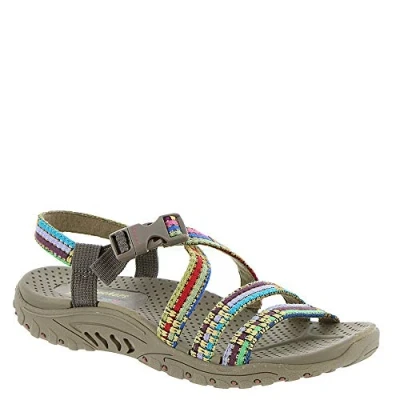 Abbildung von Skechers Damen Reggae Sew Me Boho Woven Strappy Slingback Sandale, Taupe Multi, 40 EU