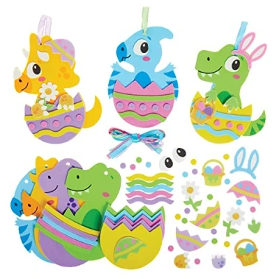 Abbildung von Baker Ross FX532 Dinosaurier Ostereier Dekorationssets 8er Pack, Schaumstoff Osterbasteldekoration für Kinder
