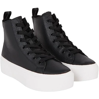 Abbildung von Calvin Klein Jeans Damen Cupsole Sneaker Flatform Mid Schuhe, Schwarz (Black/Bright White), 39