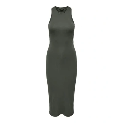 Abbildung von ONLY Damen Figurbetontes Bodycon Kleid Geripptes Midi Dress Ärmellos, Farben:Olive, Größe:XS