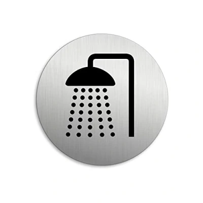 Abbildung von Schild Dusche Ø 75 mm Aluminiumschild Edelstahloptik Nr.39020 K