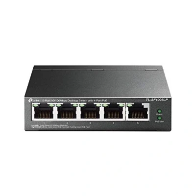 Abbildung von TP Link TL SF1005LP 5 Port Fast Ethernet PoE Switch (4 davon mit Unterstützung, 41W Watt, geschirmte RJ 45 Ports, 250m Übertragungsabdeckung, Plug and Play Installation, lüfterlos) Schwarz