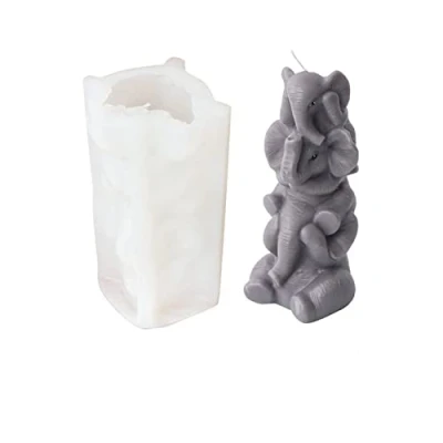 Abbildung von Xidmold 3D Elefant Silikonform Kerzenform, Tier Backform Silikon Formen für Fondant, Tortendeko, Schokolade, Seife, Gips, Sojawachs Kerzen, Epoxidharz Handwerk (D)