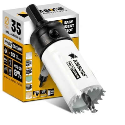 Abbildung von Lochsäge 35 mm Amboss Bi Metall (inkl. 6 kant Standard Aufnahme) ideal für Hohlwanddose, LED Spot, Steckdose in Gipskarton/Holz
