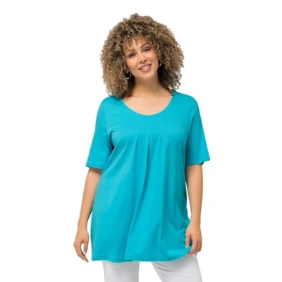 Abbildung von Ulla Popken, Damen, große Größen, T Shirt, Zierfalten, A Linie, Rundhals, Halbarm, Modal