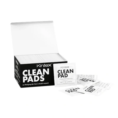 Abbildung von Kintex Cleanpads 100 Sück zum entfernen von Schmutz, Fetten und Kleberückständen vor nach dem Taping