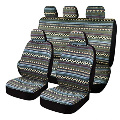 Abbildung von SOBONITO Auto Sitzbezüge Set Universal,Bohème Stil,Auto Sitzschoner,Auto Schonbezüge,Schweres Deckentuch Stoff (Bohe B)