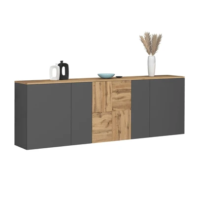Abbildung von OTTO home Sideboard "ISEO, Kommode, Schrank, Sideboard, Lowboard, 6 Fächer, Breite 200 cm" 1 Stk. tlg. stehend/hängend, 5 Türen, cm