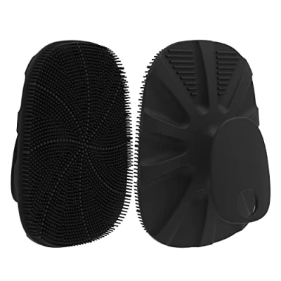 Abbildung von HieerBus Silikon Duschbürste,Körperbürste, Körperwäscher Duschschwamm, Badebürste Massagebürste,Silicone Body Scrubber, Hygienischer Trockenbürste Körper, für Männer, Babys，Alle Hauttypen 1 Stück