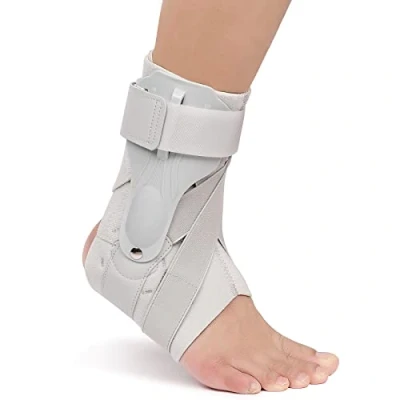 Abbildung von Chlffua Knöchelbandage Sprunggelenkbandage, Einstellbar Fußbandage Sprunggelenk Fußgelenkstütze mit PE Board Stark Stabilisierung Fußgelenkbandage Klettverschluss für Knöchel Damen Herren(L)