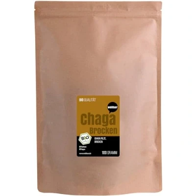 Abbildung von Wohltuer Bio Chaga Brocken 100g in Rohkostqualität, Vitalpilze ganze Stücke bio, Tee aus Wildsammlung