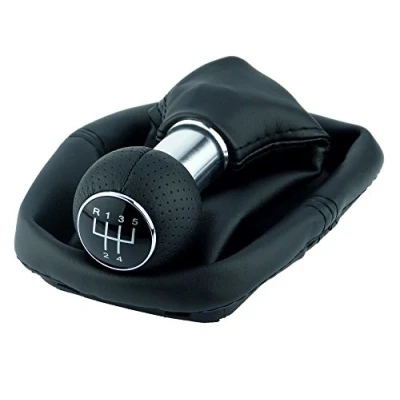 Abbildung von L&amp;P Car Design GmbH A252 7 Schaltsack Schaltmanschette in Schwarz Schaltknauf aus Leder Rahmen mit 5 Gang 23mm Knauf als Plug Play Ersatzteil für 1J0711113
