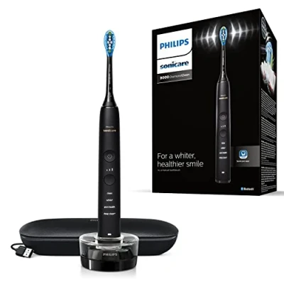 Abbildung von Philips Sonicare DiamondClean 9000 Elektrische Zahnbürste, Schwarz, 4 Modi, 3 Intensitäten, Zahnfleischdrucksensor, App, angeschlossener Griff, UK 2 poliger Badezimmerstecker, Verpackung kann