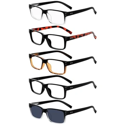 Abbildung von Eyekepper 5er pack Federscharniere Vintage Herren Lesebrille (Je eine Farbe)