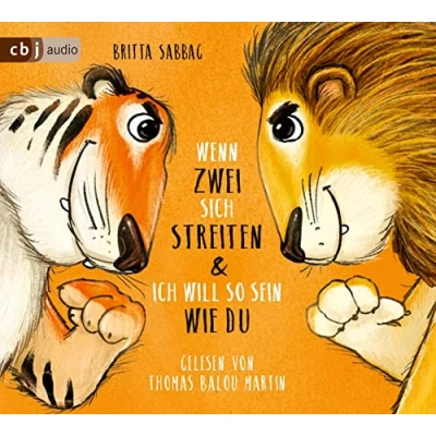 Abbildung von Tiger und Löwe. Wenn zwei sich streiten Ich will so sein wie du